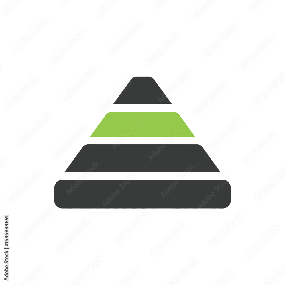 Poster triangular chart green and gray layers diagram triangle