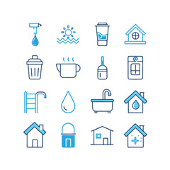 water infrastructure icon set vector illustration