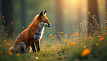 red fox vulpes in the forest