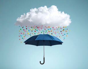 雨雲からふる飴を傘で受け止める