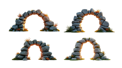 stone gate structure on transparent background