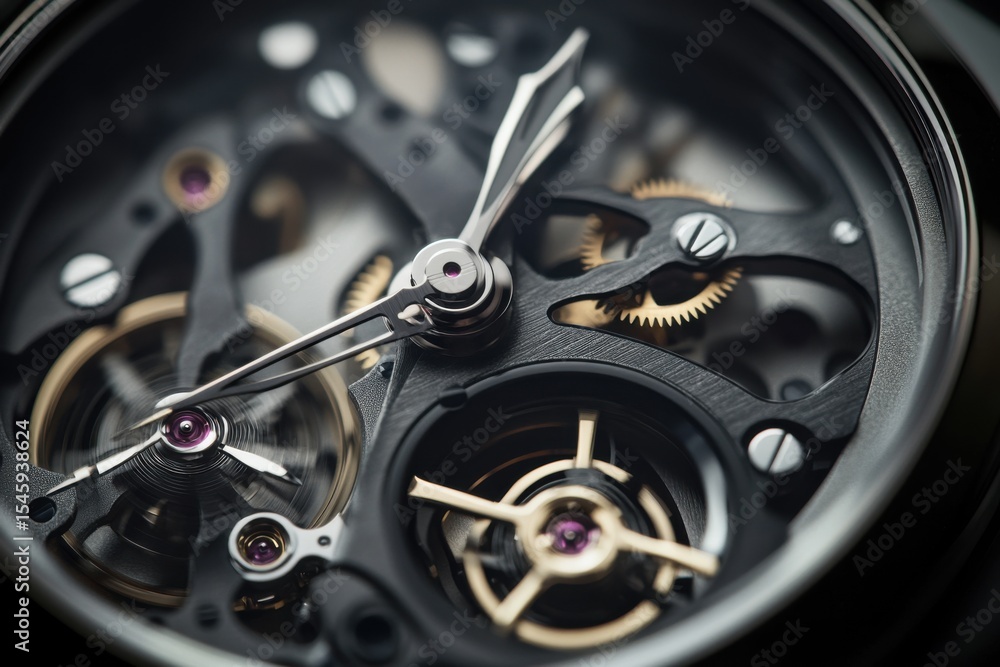Poster intricate closeup of watch inner gears showcasing precision engineering and craftsmanship, intricate