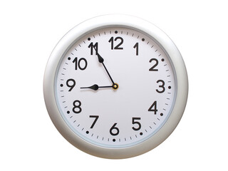 Round Silver Wall Clock Showing 08:55 or 20:55 Isolated-White. Useful for concepts like noon,...