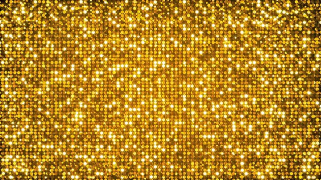 Golden sparkling glitter background with shimmering light dots, creating a luxurious and festive bokeh effect, ideal for celebrations, events, and elegant designs.