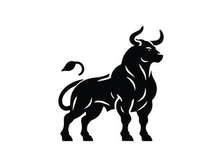 bull vector illustration. Bull Silhouette Logo. Aggressive Animal Symbol
