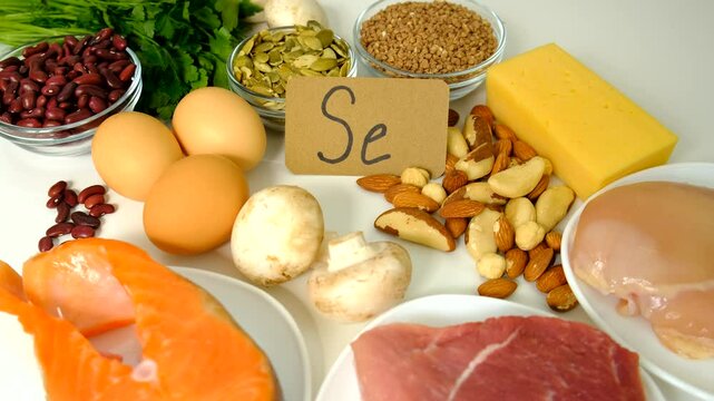 Foods contain selenium food. Selective focus.