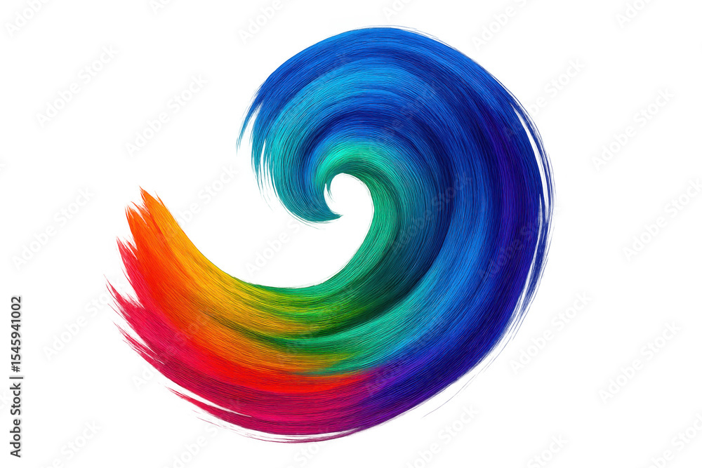 Poster rainbow hair curl swirling, creating dynamic vortex, isolated on transparent background, perfect for