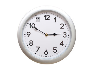 Round Silver Wall Clock Showing 02:50 or 14:50 Isolated-White. Useful for concepts like noon,...