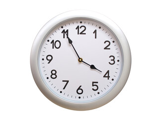 Round Silver Wall Clock Showing 03:55 or 15:55 Isolated-White. Useful for concepts like noon,...