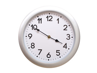 Round Silver Wall Clock Showing 03:50 or 15:50 Isolated-White. Useful for concepts like noon,...