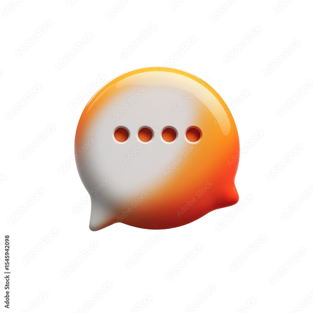 Aufkleber glossy speech bubble icon waiting for response communication design on transparent background