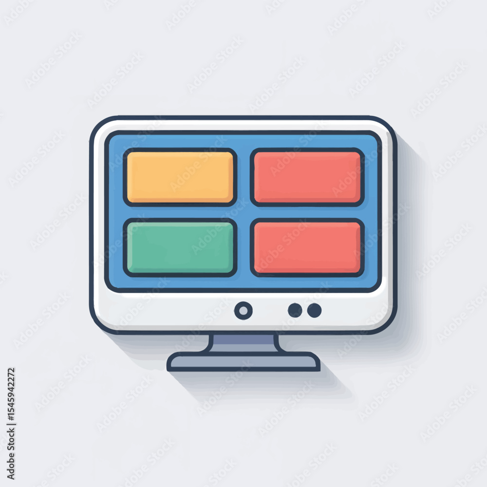 Poster flat design desktop computer icon multicolored screen panels