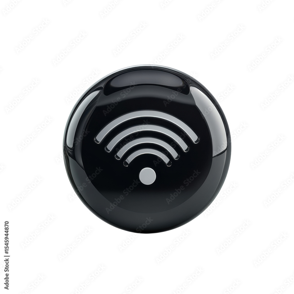 Aufkleber glossy black wifi icon symbol network connection internet wireless on transparent background