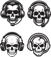 Skeleton head silhouette design . gamer skeleton silhouette design