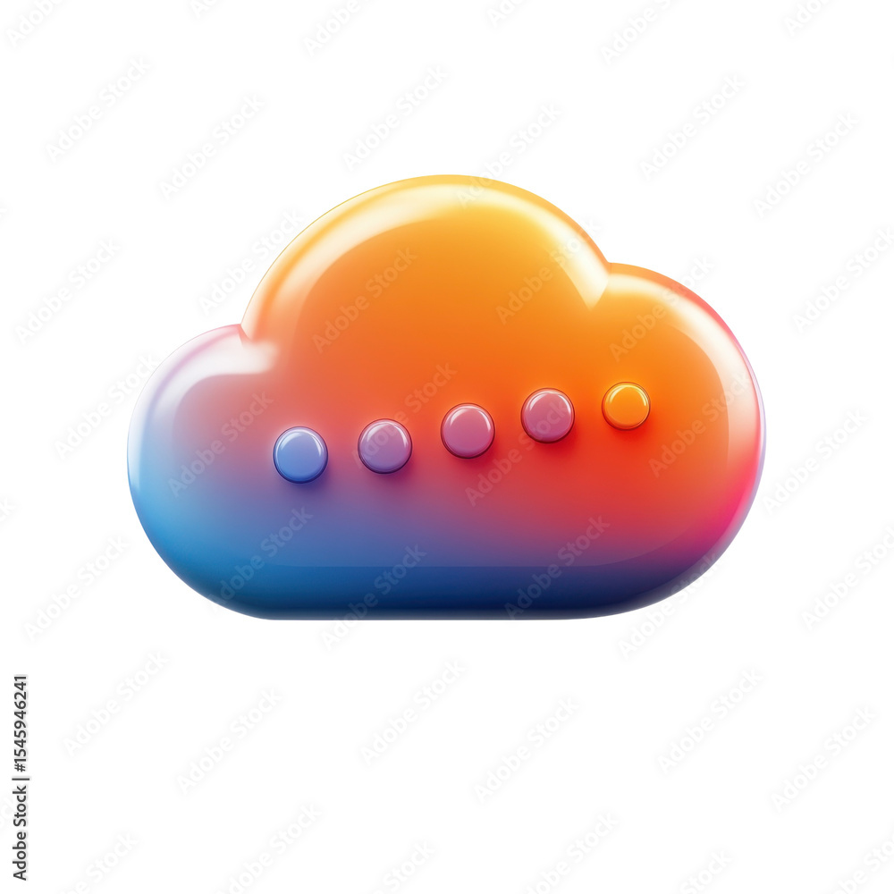 Poster cloud computing icon illustration data storage design gradient colorful on transparent background