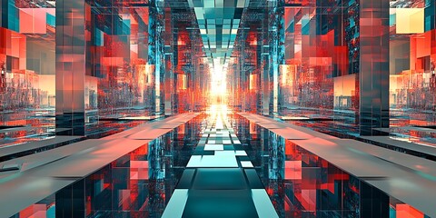 Vibrant Cityscape Abstract Urban Night Scene Background