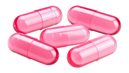 Pack of Pills in Five Different Poses Against Transparent Background for Medical, Pharmaceutical, or Healthcare Product Design Projects