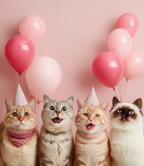 cat with balloons