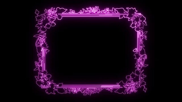 neon floral animation. vibrant decorative frame. stylish graphic design. modern art elements. beautiful invitation art. chic background graphics. eye-catching animation. creative line art. stunning.  