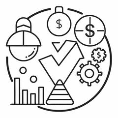 Caution sign and chart icon	