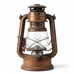 Generated image. Antique kerosene lamp on a shadowless white background