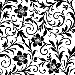 Seamless decorative floral damask wallpaper pattern