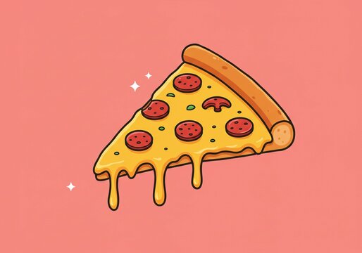 Melted pizza slice illustration