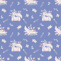 Ballet seamless pattern hand drawn with watercolor. Little ballerina digital paper. Ballet wrapping paper, scrapbook paper, fabric paper