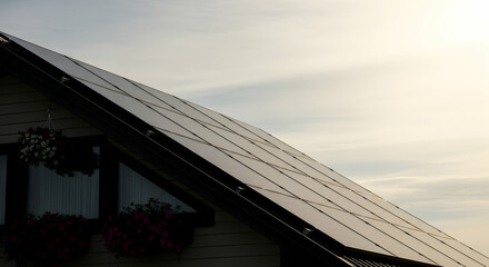 Fototapeta premium Residential Solar Panel Installation for Clean Energy