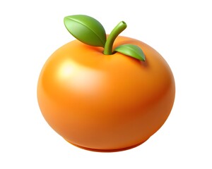Single orange fruit 3d render isolated on white background