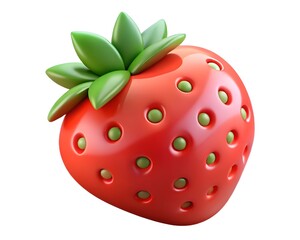 Stylized 3d render of a single red strawberry