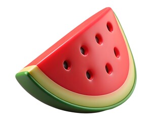 Cartoon watermelon slice 3d render illustration