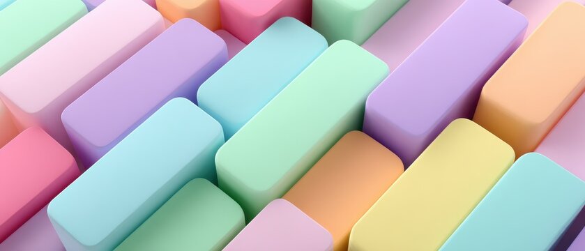 Colorful pastel rectangular blocks arranged closely in a repeating pattern, creating a visually pleasing abstract texture. - Powered by Adobe
