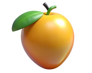 Single ripe mango fruit with leaf 3d render