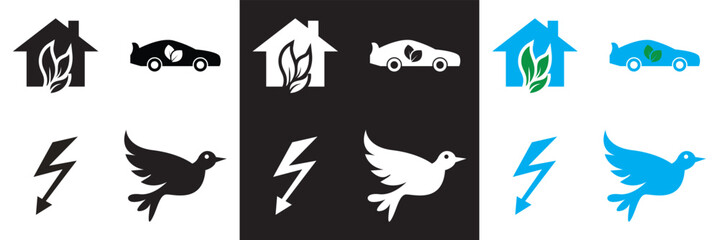 Environment icons set. icon for plants, insects, animals, and more.  Vector illustration. EPS 10