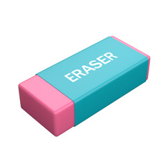 Turquoise Pink Eraser Block Text Label School Office Supply Correction