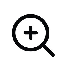 Fototapeta premium A round, glossy web icon featuring a vector 3D illustration of a magnifying glass with a plus sign, symbolizing addition or zoom