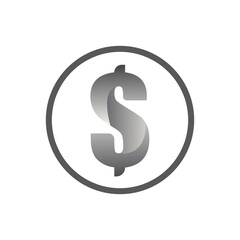 Isolated of USD dollar sign on white background by illustration vector and EPS file.