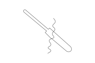 fork and knife in continuous line drawing style Line art silhouette of cutler Vector illustration background
