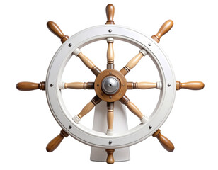 Minimal Modern Marine Wheel with White Lacquer Finish and Silver Details, Isolated PNG