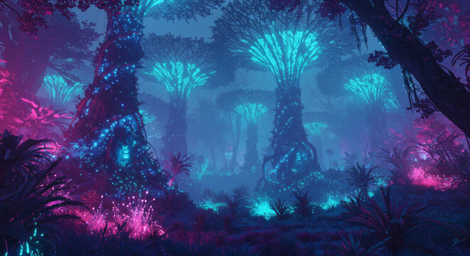 Fantastic Frontiers An Immersive Appeal into a Glowing Bioluminescent Forest