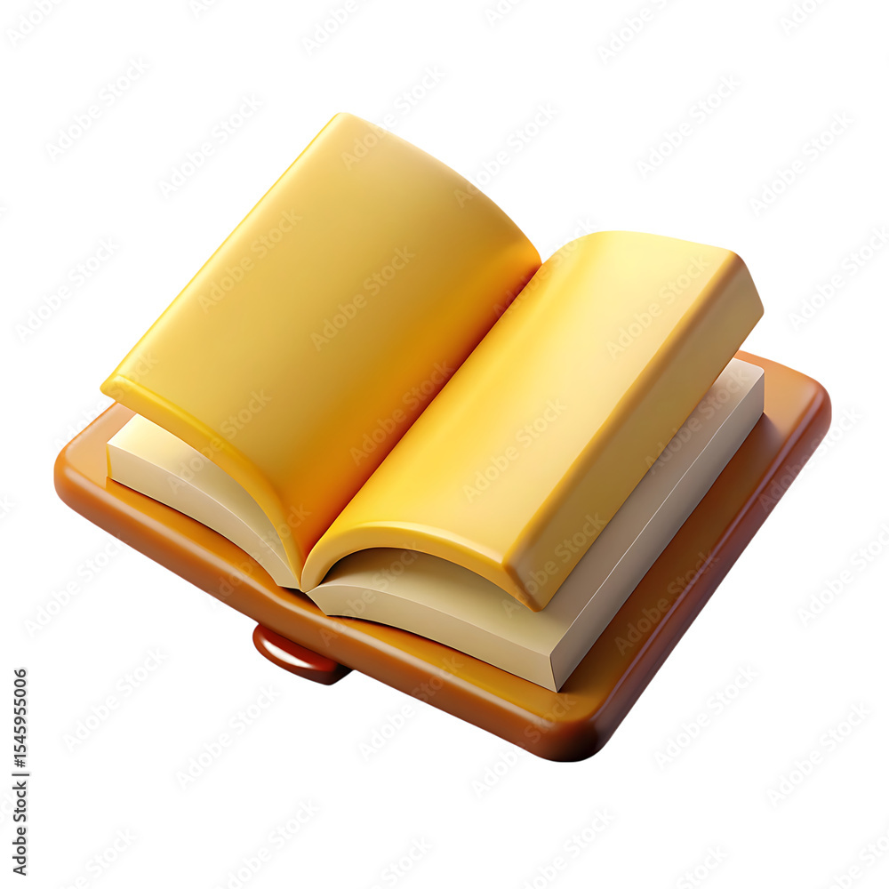 Poster 3d render open book icon isolated on transparent background