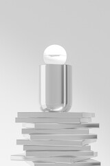 luxury cosmetic plastic bottle with ball shape flip cap mockup, metallic flat shoulder skincare packaging with Spherical flip Cap, cylindrical shape squeeze bottle, electroplating cosmetic container