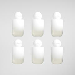 translucent cosmetic plastic bottle with ball shape flip cap mockup, luxury gradient round squeeze bottle with Spherical flip Cap, round skincare container, cylindrical shape bottle