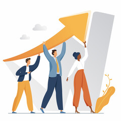 Teamwork. Cooperation for growth and success. Business vector illustration.