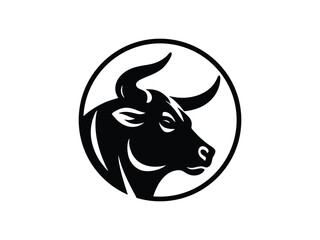 Bull Circle Logo Animal Vector, Strength and Determination Symbol