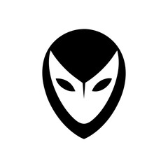 Futuristic alien head logo design ideal for sci fi entertainment and creative identity