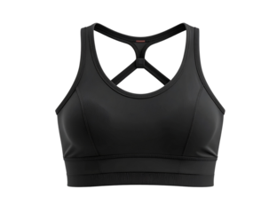 Sleek black sports bra designed for comfort and performance, showcased against a neutral backdrop for fitness enthusiasts
