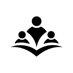 Group study icon logo design for educational team collaboration and learning tools
