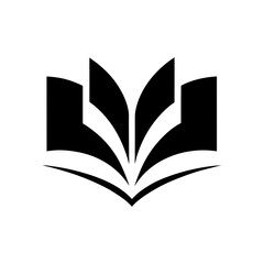Open book icon logo design for library school reading and learning applications